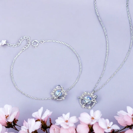 Conjunto Galaxy Plata 925 Collar y Pulsera - Podios