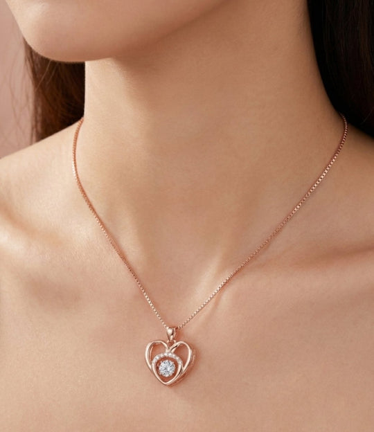 Double Love Rose Gold - collar enchapado en oro 14k con circones - Podios