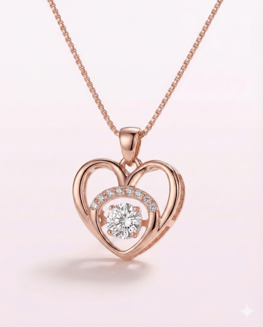 Double Love Rose Gold - collar enchapado en oro 14k con circones - Podios