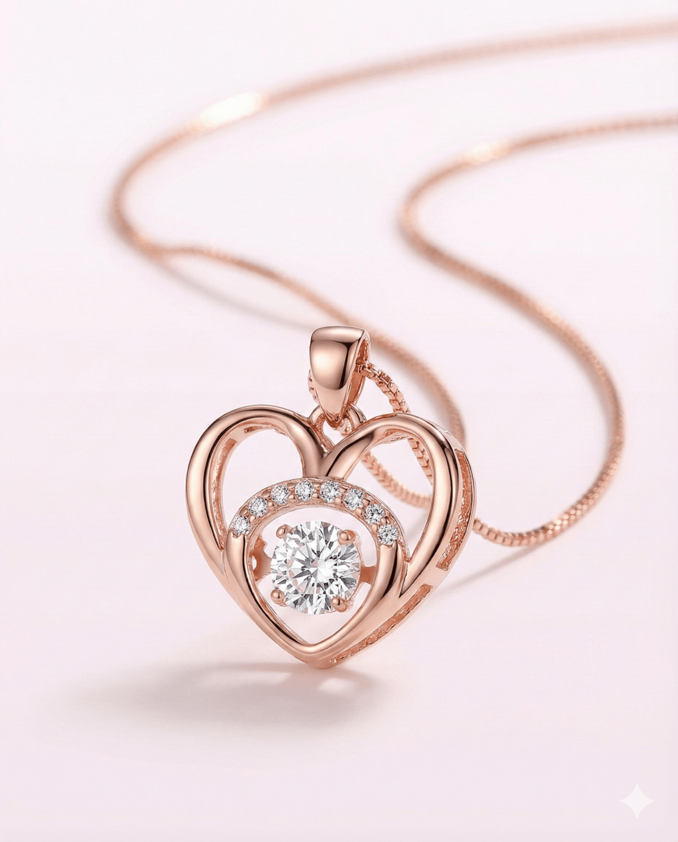 Double Love Rose Gold - collar enchapado en oro 14k con circones - Podios