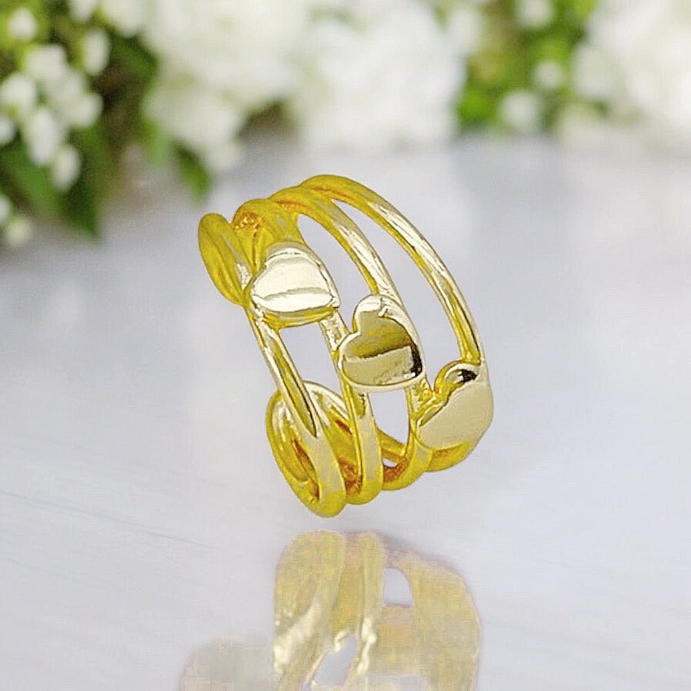 Embrace me 3 hearts™ Anillo ajustable enchapado en oro 18 quilates - Podios