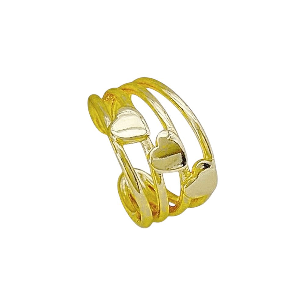 Embrace me 3 hearts™ Anillo ajustable enchapado en oro 18 quilates - Podios