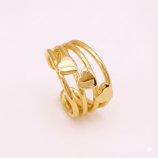 Embrace me 3 hearts™ Anillo ajustable enchapado en oro 18 quilates - Podios