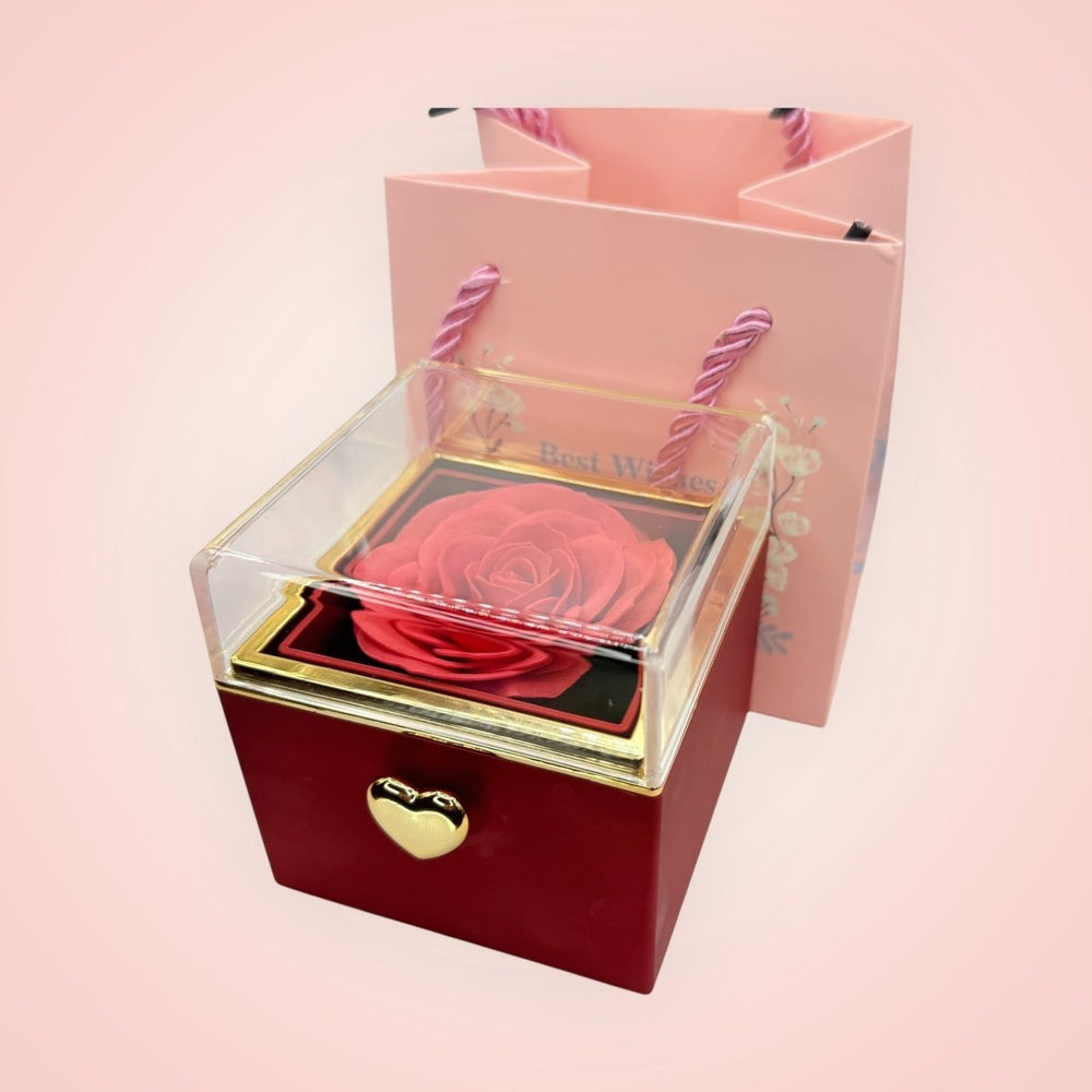 EternalLove Deluxe™: Regalo especial incluye collar, rosa de terciopelo y caja rotatoria - Podios