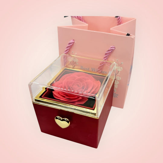 EternalLove Deluxe™: Regalo especial incluye collar, rosa de terciopelo y caja rotatoria - Podios