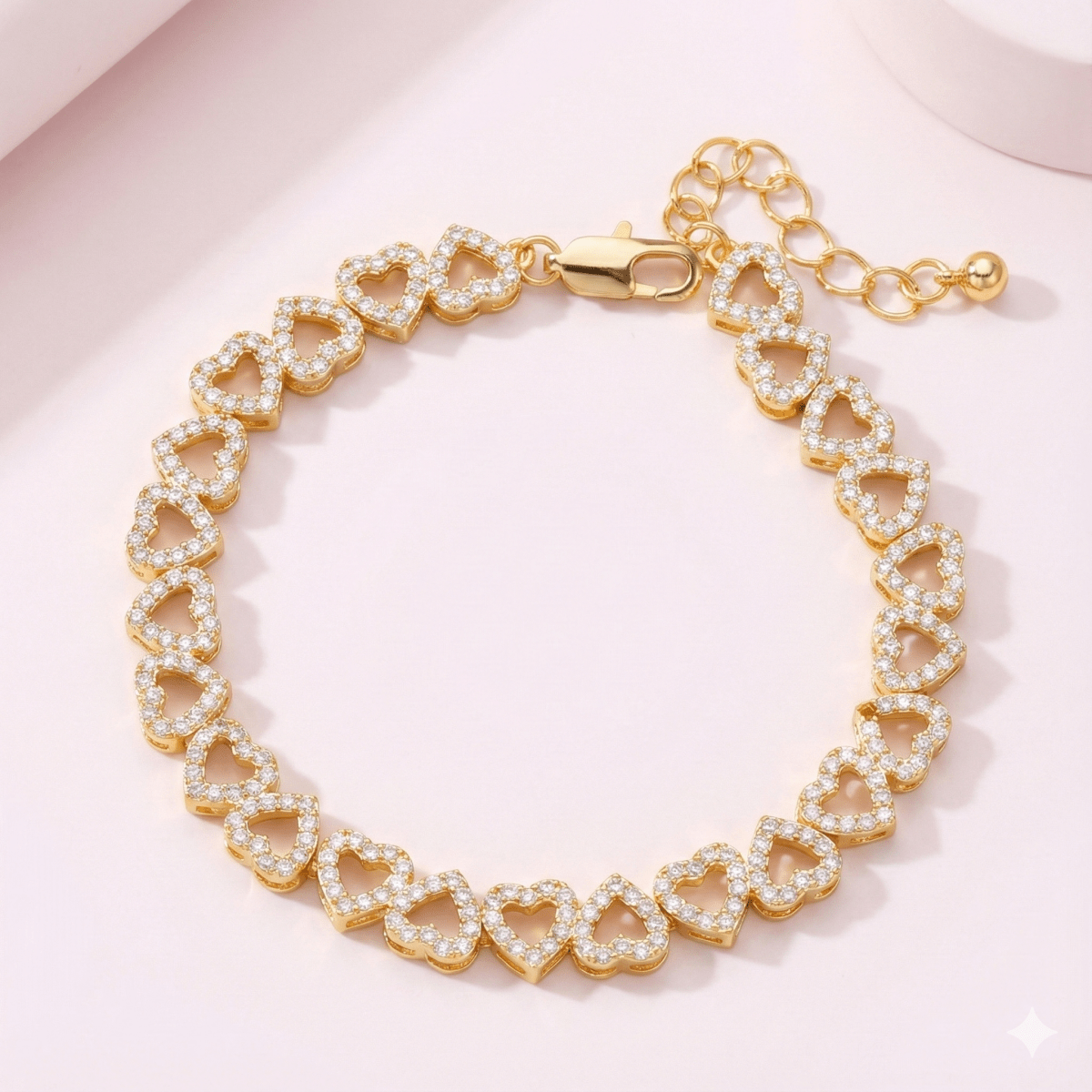 Eternity One™ Brazalete de corazones de circones, ajustable y de acero inoxidable - Podios