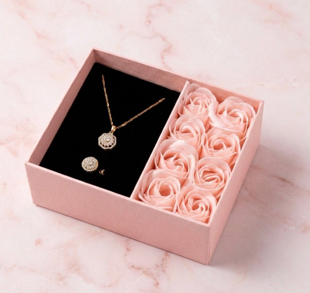 GiraSun 4you - Set giratorio de collar y anillo de sol crisantemo bañado en oro 14k - Podios