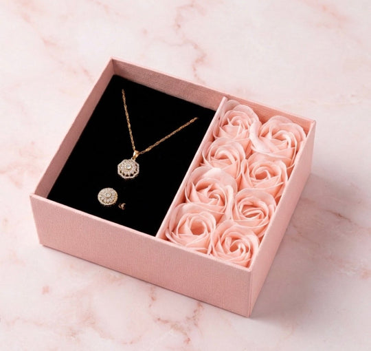 GiraSun 4you - Set giratorio de collar y anillo de sol crisantemo bañado en oro 14k - Podios
