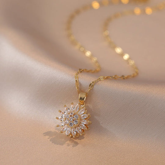 GiraTwin4x™ Multiset de anillo aros collar y pulsera de girasoles giratorios - Podios