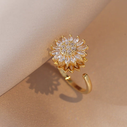 GiraTwin4x™ Multiset de anillo aros collar y pulsera de girasoles giratorios - Podios