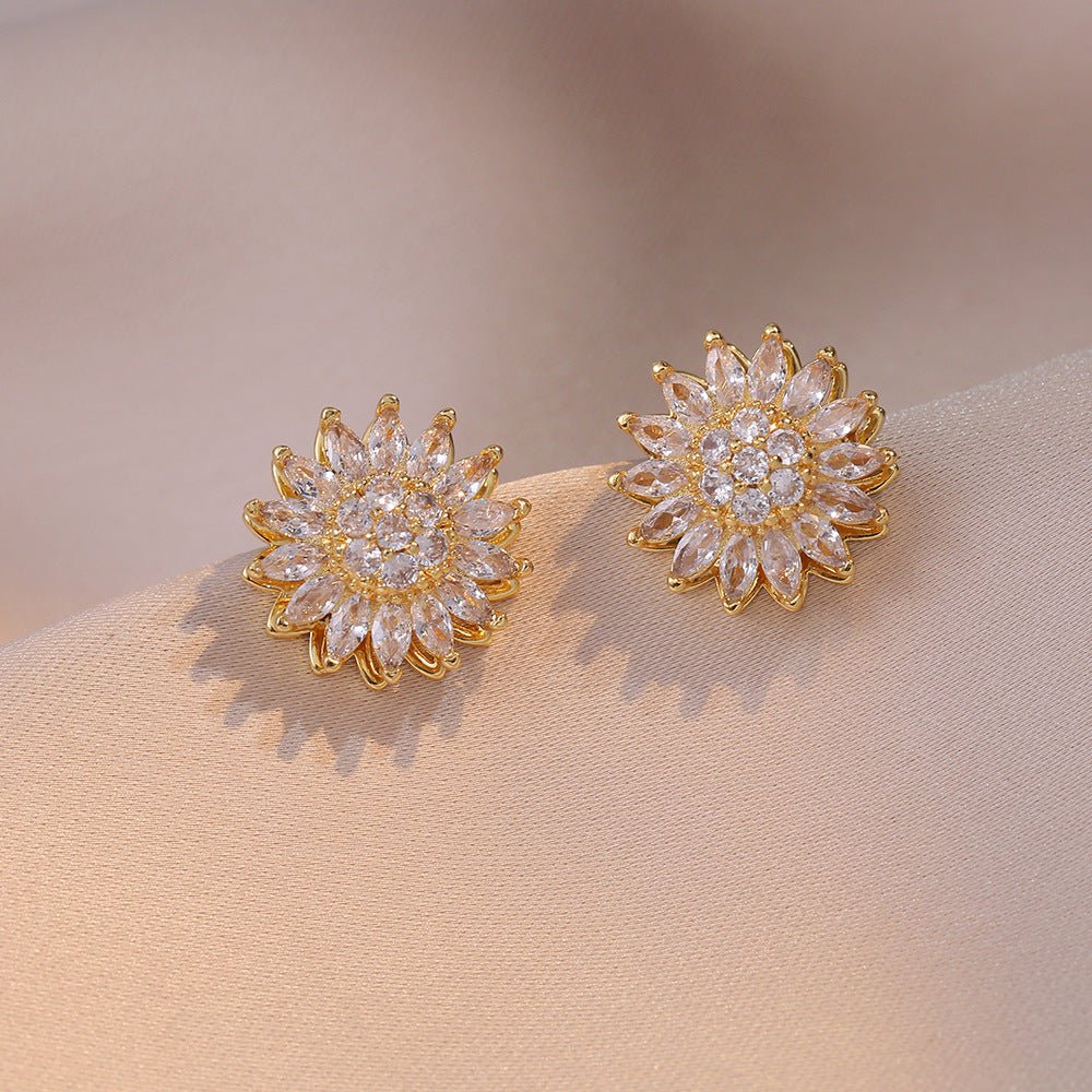 GiraTwin4x™ Multiset de anillo aros collar y pulsera de girasoles giratorios - Podios