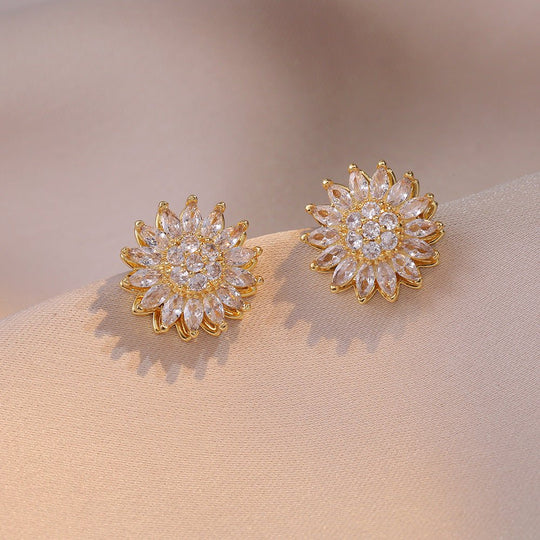 GiraTwin4x™ Multiset de anillo aros collar y pulsera de girasoles giratorios - Podios