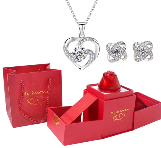 Glacial Glamour Rose Premium™ Collar de plata 925 con circón en Caja de Rosa