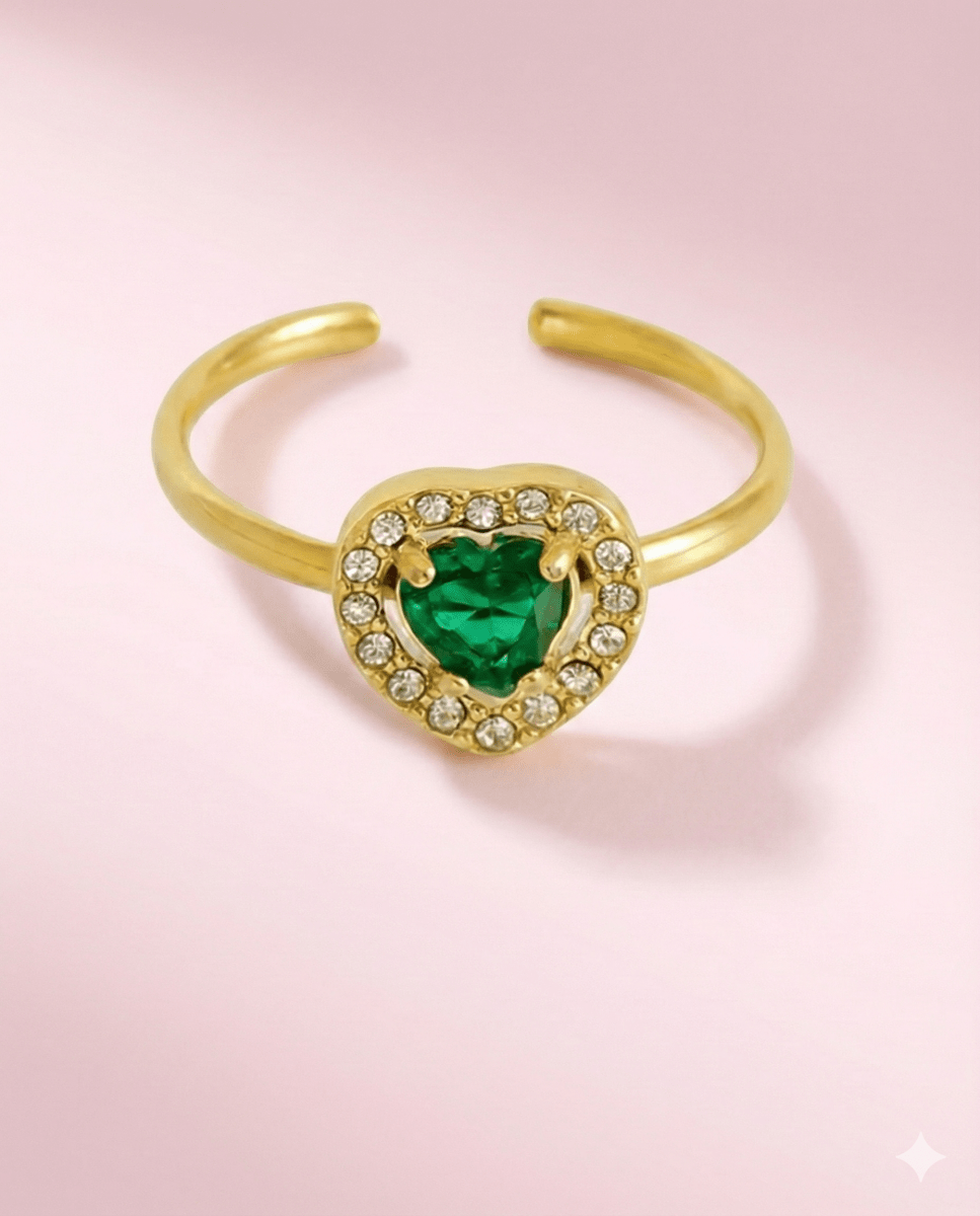 Golden Alerce™ Collar y anillo enchapado en oro 18 quilates con brillante estilo esmeralda - Podios