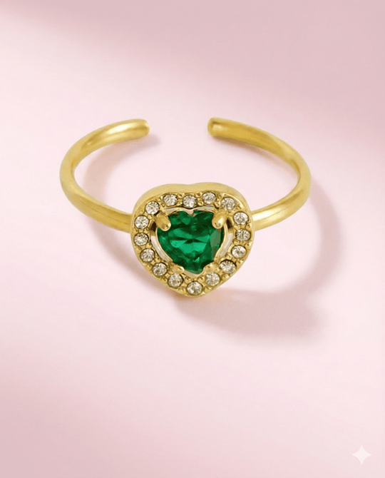 Golden Alerce™ Collar y anillo enchapado en oro 18 quilates con brillante estilo esmeralda - Podios