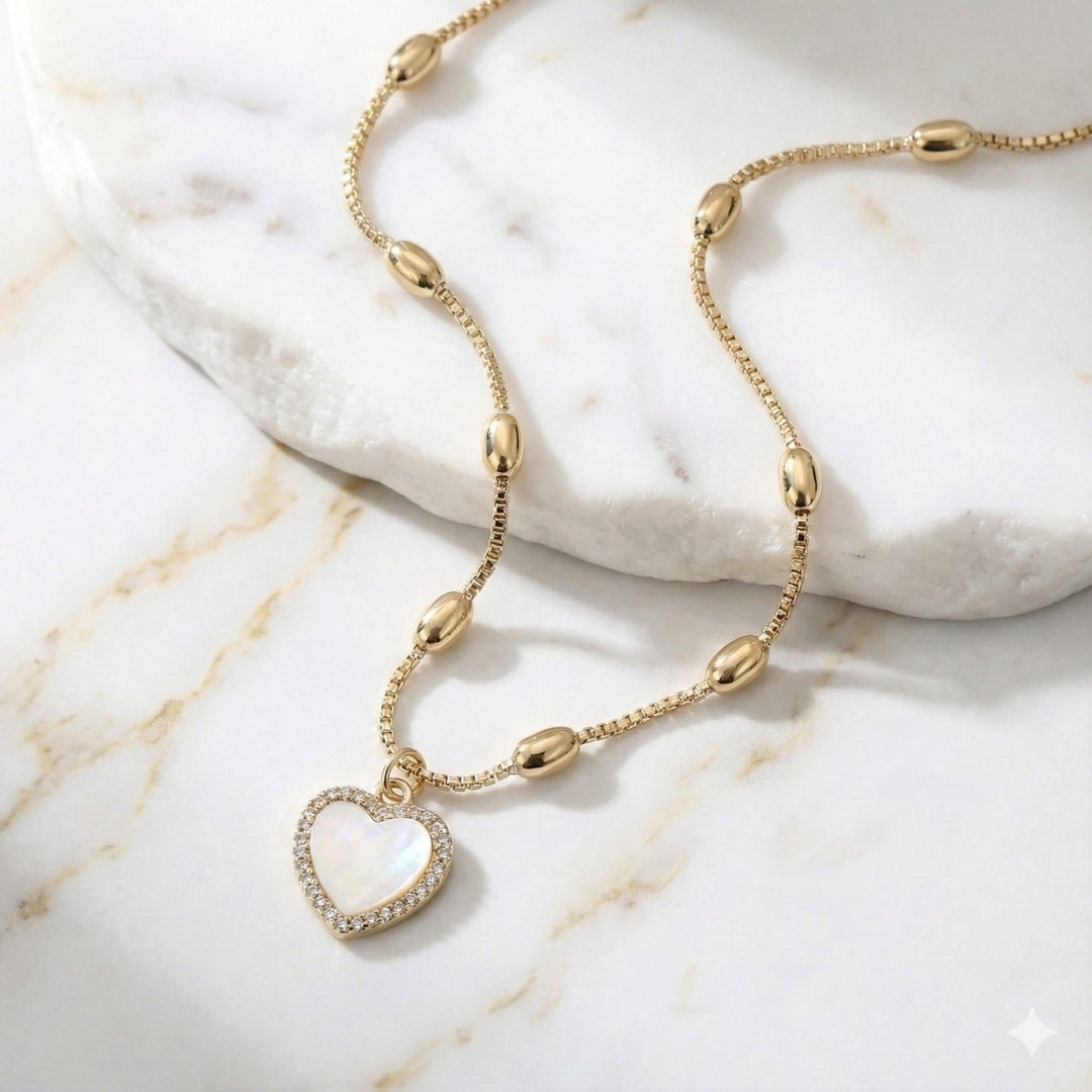 Golden Bless Heart™ Collar enchapado en oro 18 quilates - Podios