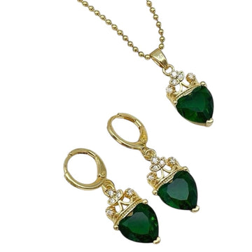 Golden Emeroyal Dúo™ Conjunto de collar y aros enchapados en oro 18k con circonita cúbica