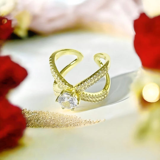 Golden Mega Crown™ - Anillo ajustable enchapado en oro 18 quilates - Podios
