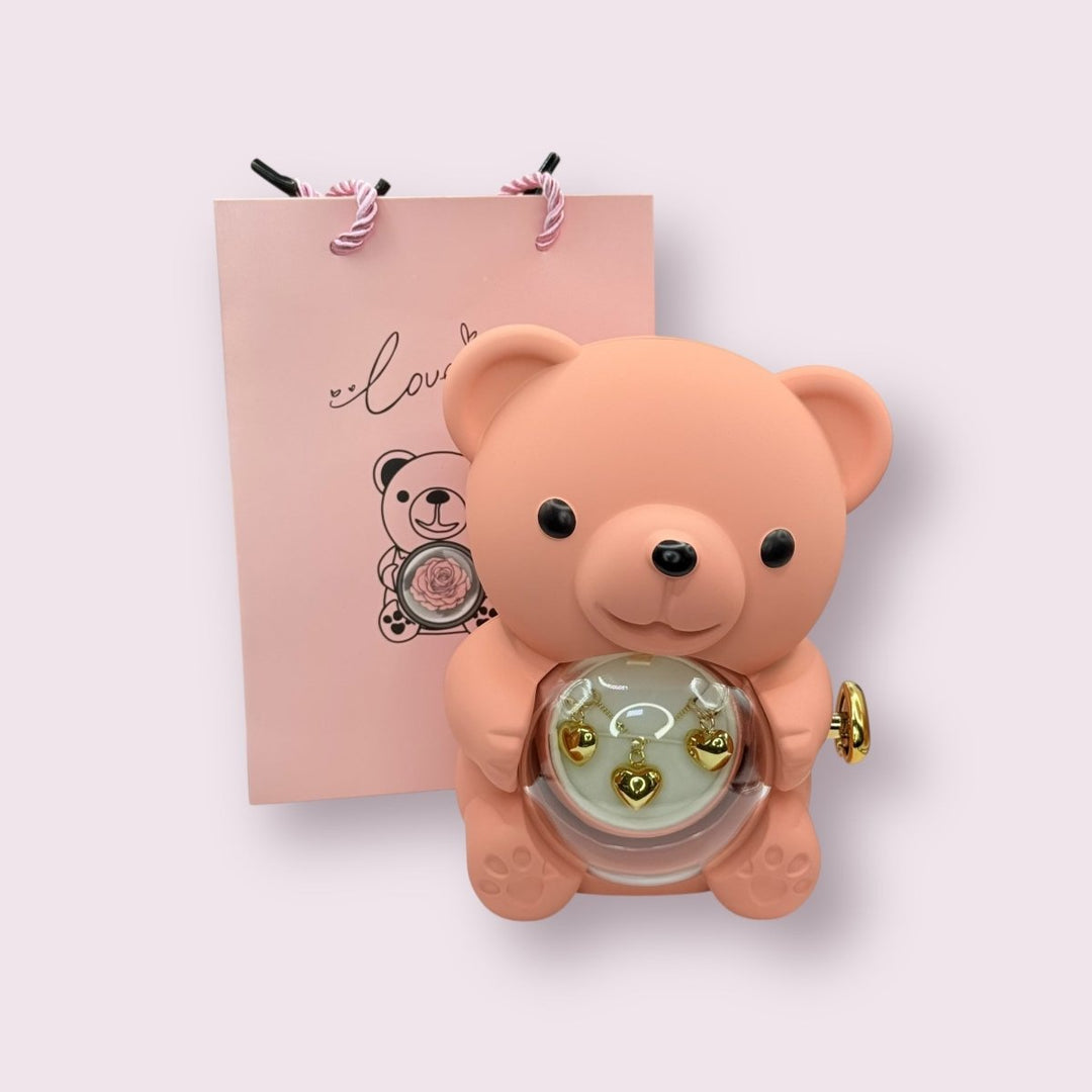 Golden Promise Plus™ Conjunto de collar y aros enchapados en oro 18k en caja de oso - Podios