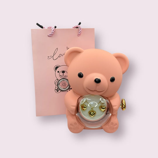 Golden Promise Plus™ Conjunto de collar y aros enchapados en oro 18k en caja de oso - Podios
