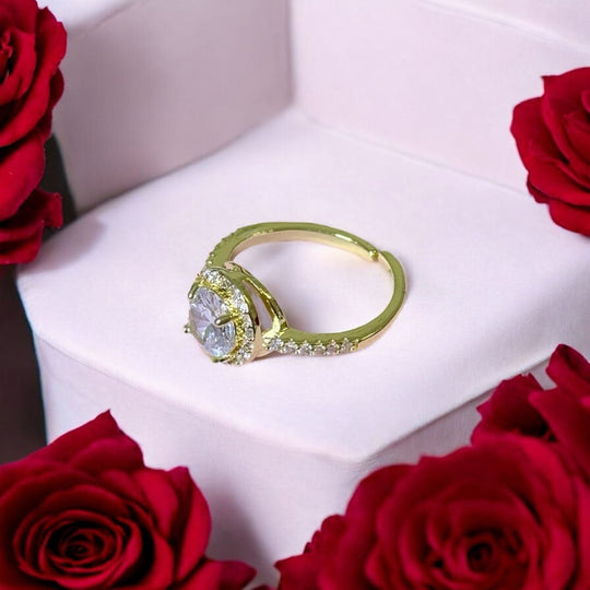 Golden Ring Gran Circonita™ - Anillo ajustable enchapado en oro 18 quilates - Podios