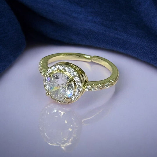 Golden Ring Gran Circonita™ - Anillo ajustable enchapado en oro 18 quilates - Podios