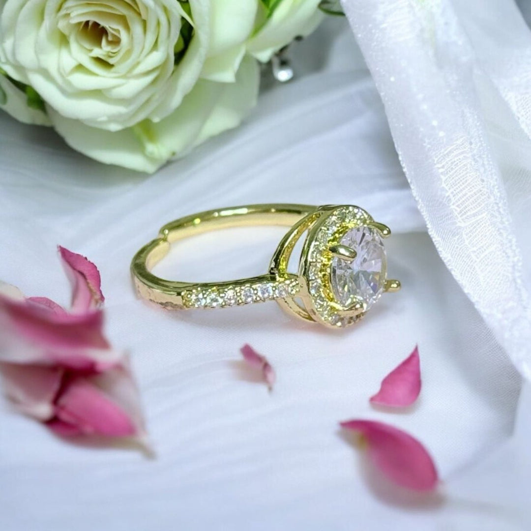 Golden Ring Gran Circonita™ - Anillo ajustable enchapado en oro 18 quilates - Podios