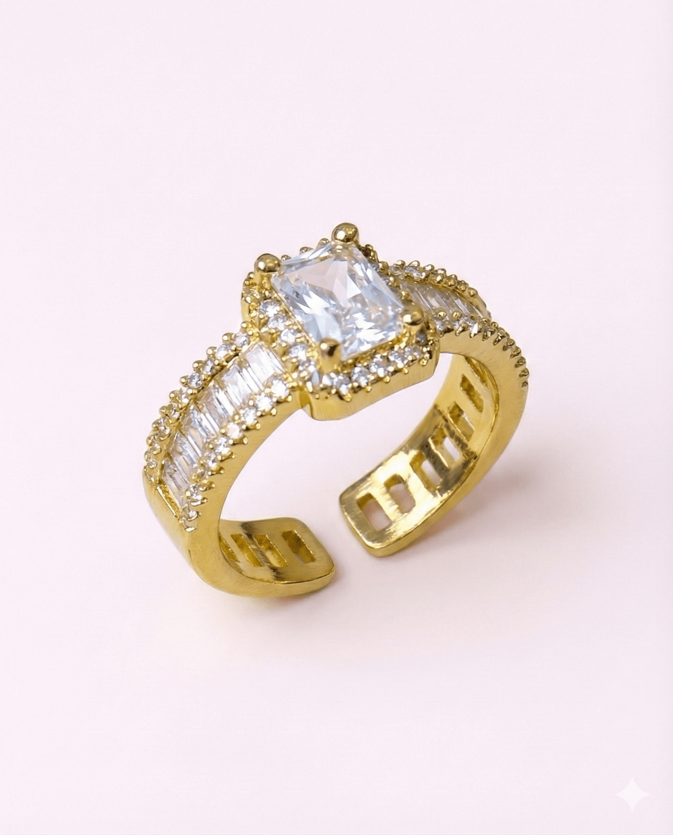 Golden Ring Luxury™ - Anillo ajustable enchapado en oro 18 quilates - Podios