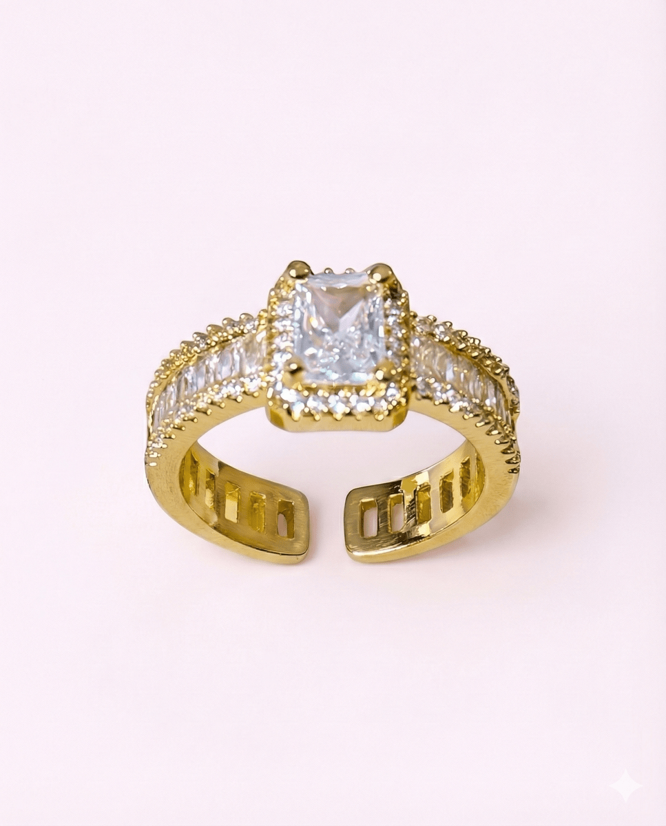 Golden Ring Luxury™ - Anillo ajustable enchapado en oro 18 quilates - Podios