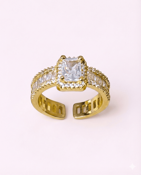 Golden Ring Luxury™ - Anillo ajustable enchapado en oro 18 quilates - Podios
