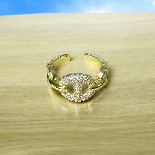 Golden Ring Strong™ - Anillo ajustable enchapado en oro 18 quilates - Podios