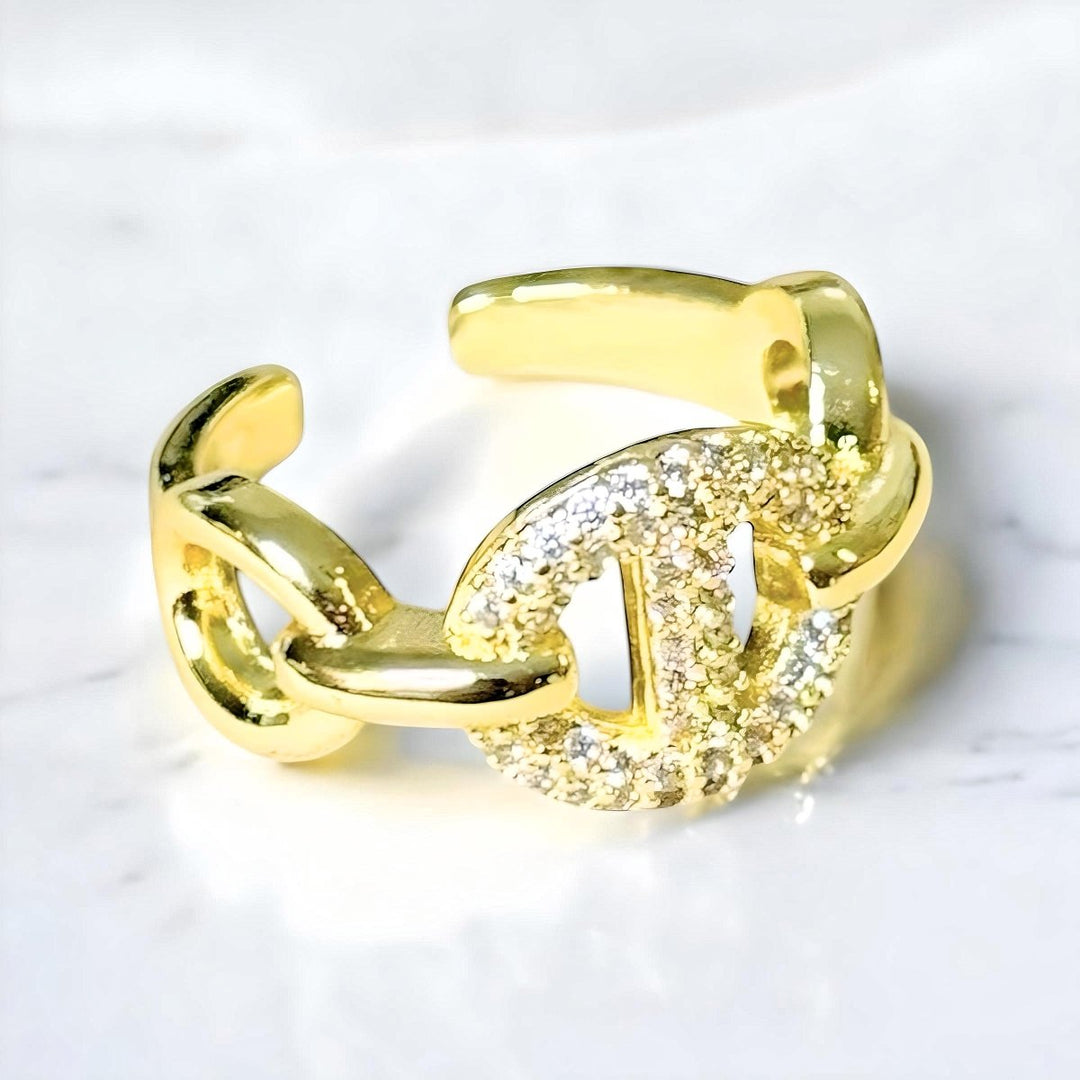 Golden Ring Strong™ - Anillo ajustable enchapado en oro 18 quilates - Podios