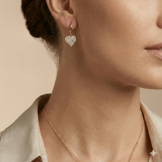 Goldenbright Heart Dúo™ Conjunto de aros y collar bañados en oro de 18k con circonitas 3A - Podios