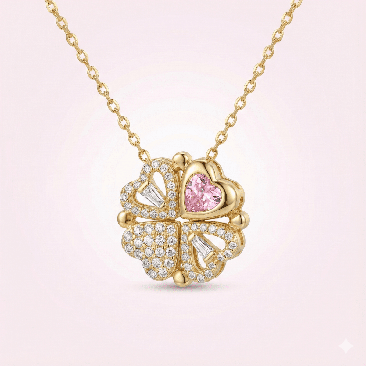 Lucky Hearts 4 Corazones™ - Collar enchapado en oro 14k - Podios