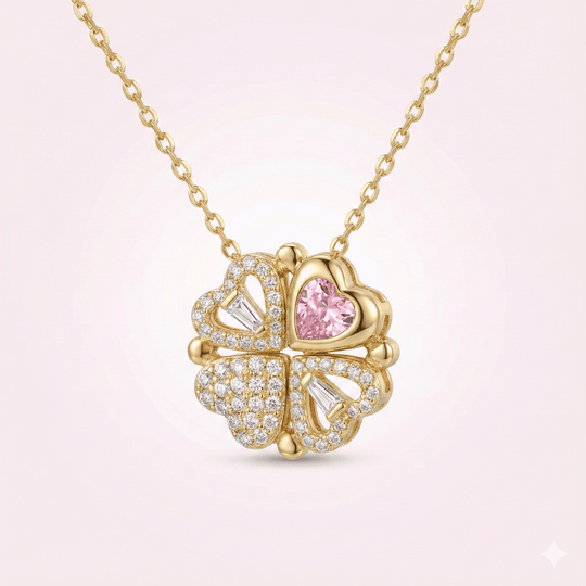 Lucky Hearts 4 Corazones™ - Collar enchapado en oro 14k - Podios