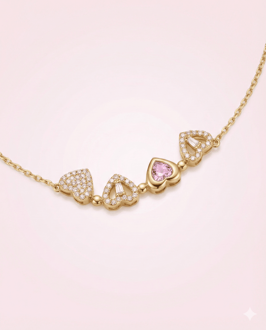 Lucky Hearts 4 Corazones™ - Collar enchapado en oro 14k - Podios
