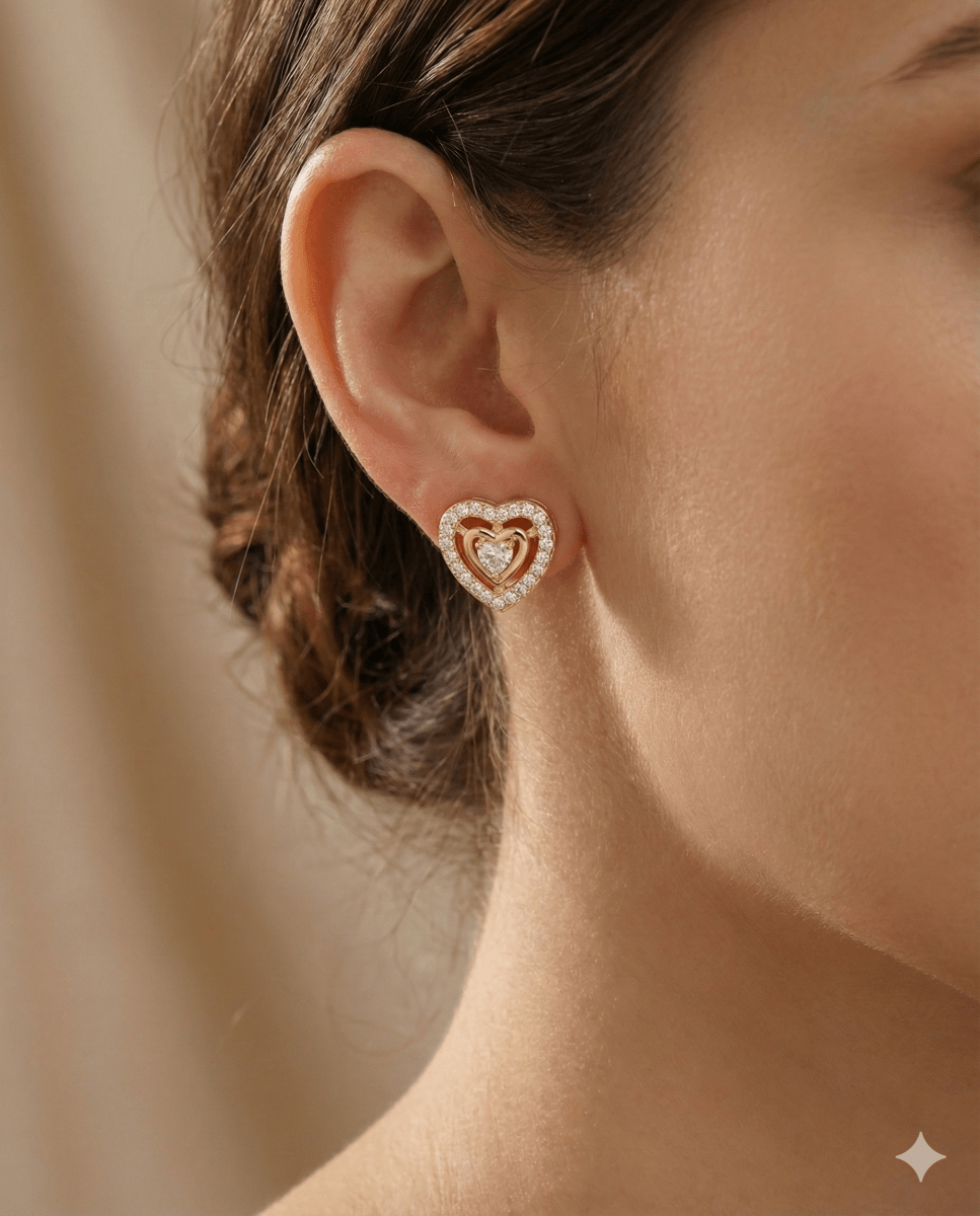 LY 3x Hearts™ Aros enchapados en oro de 18 quilates y circones - Podios