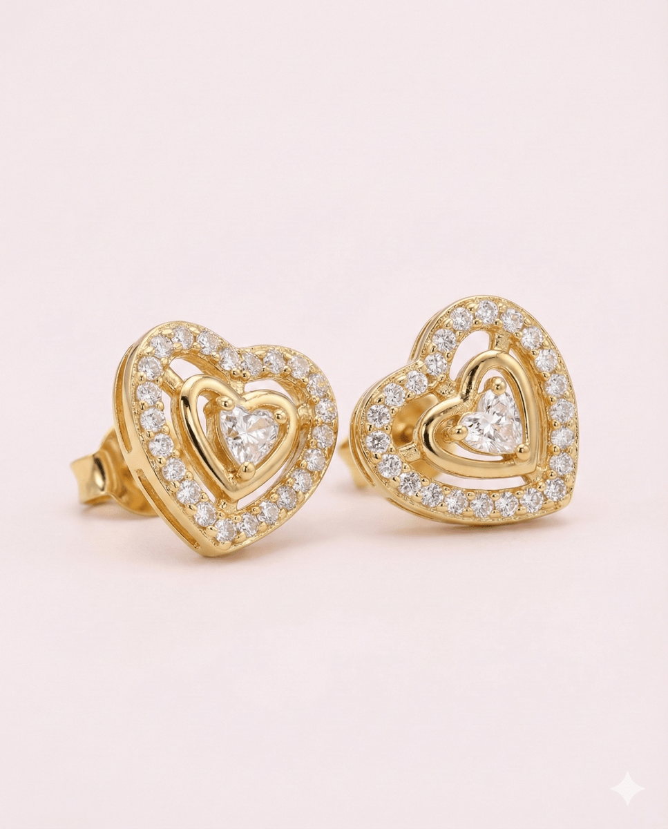 LY 3x Hearts™ Aros enchapados en oro de 18 quilates y circones - Podios