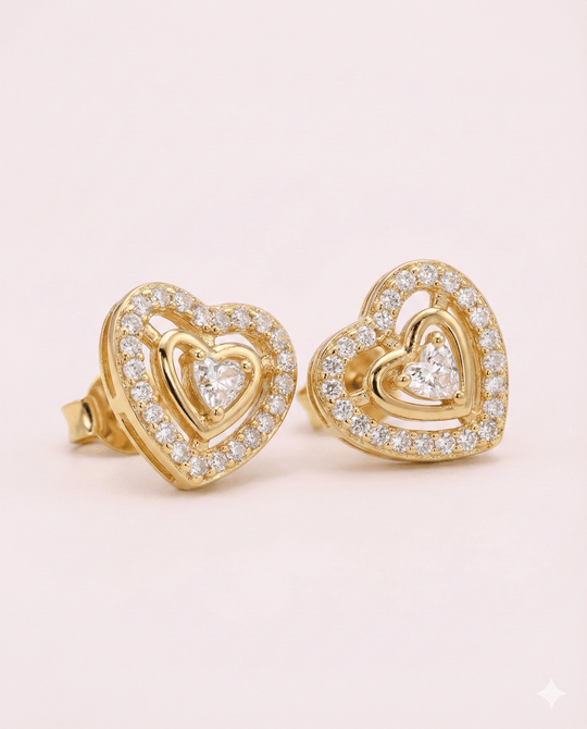 LY 3x Hearts™ Aros enchapados en oro de 18 quilates y circones - Podios