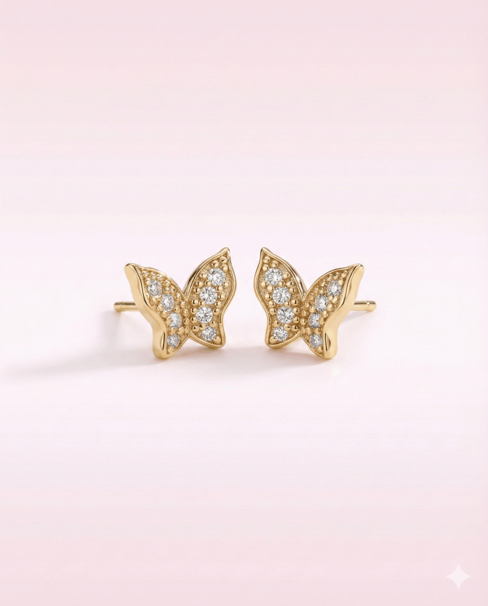 LY Golden Butterfly™ Aros enchapados en oro de 18 quilates - Podios
