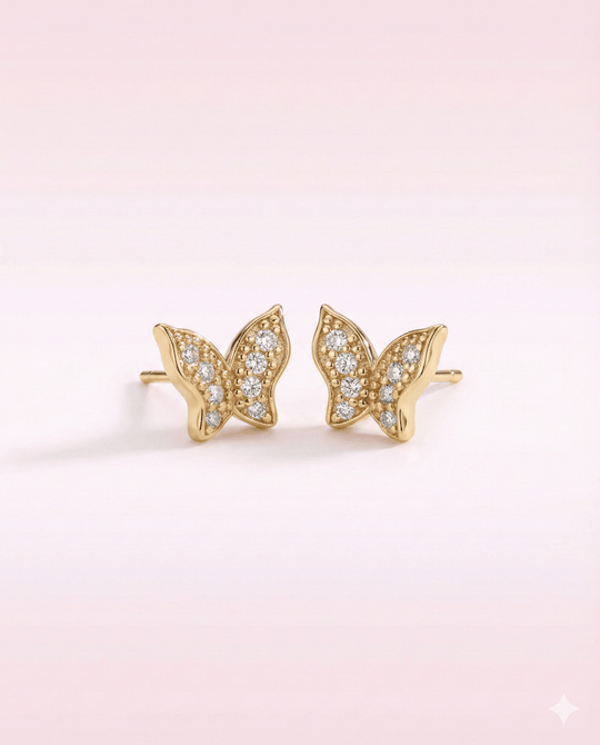 LY Golden Butterfly™ Aros enchapados en oro de 18 quilates - Podios