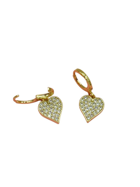 LY Goldenbright Heart™ Aros enchapados en oro de 18 quilates con circonitas 3A - Podios