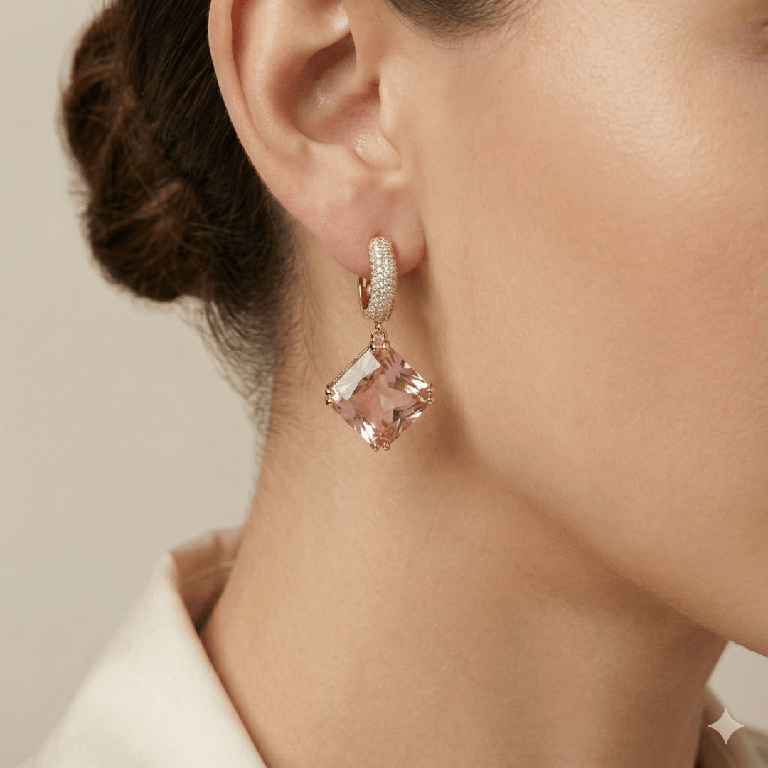 LY Rose Diamond™ Aros enchapados en oro de 18 quilates - Podios