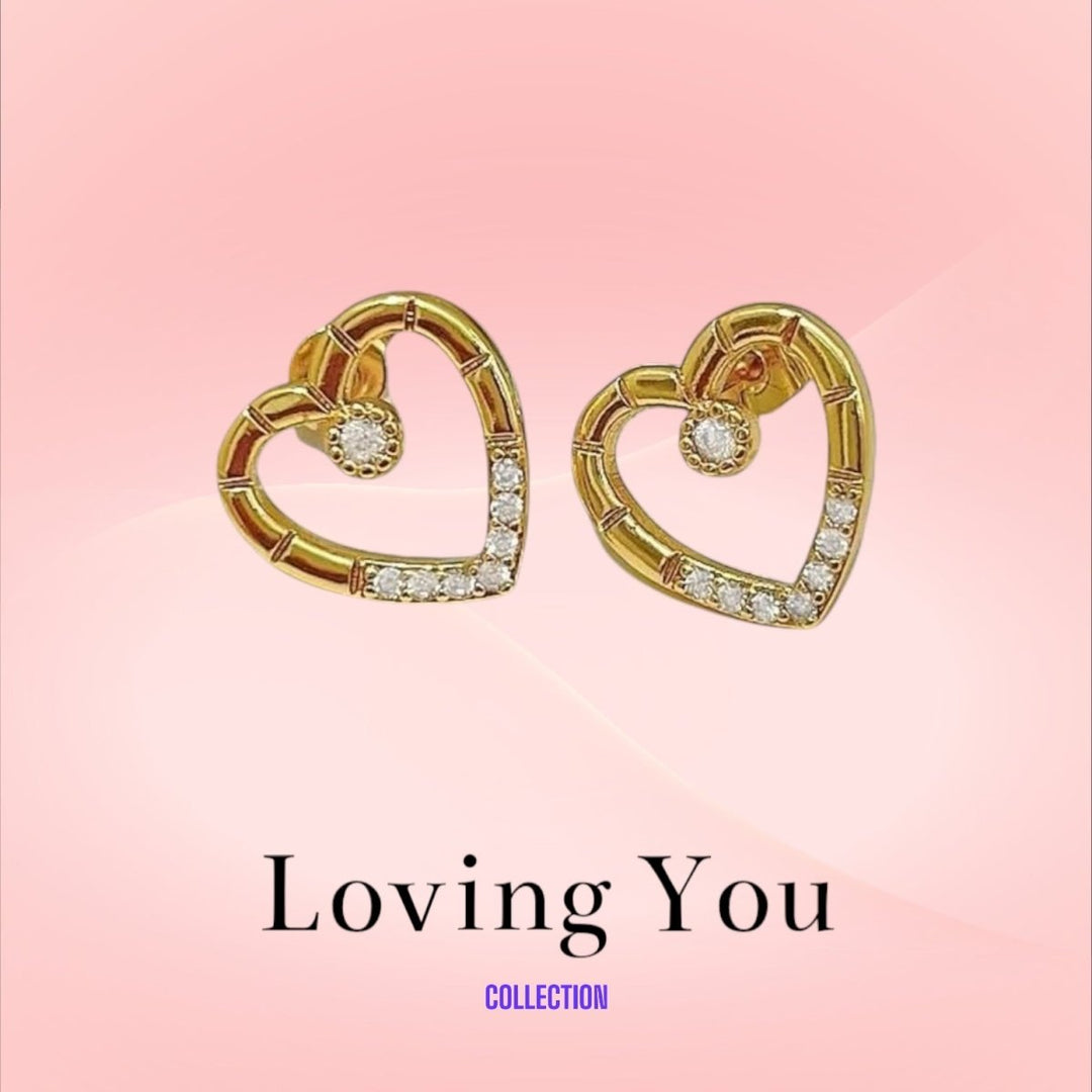 LY Super Heart™ Aros enchapados en oro de 18 quilates - Podios