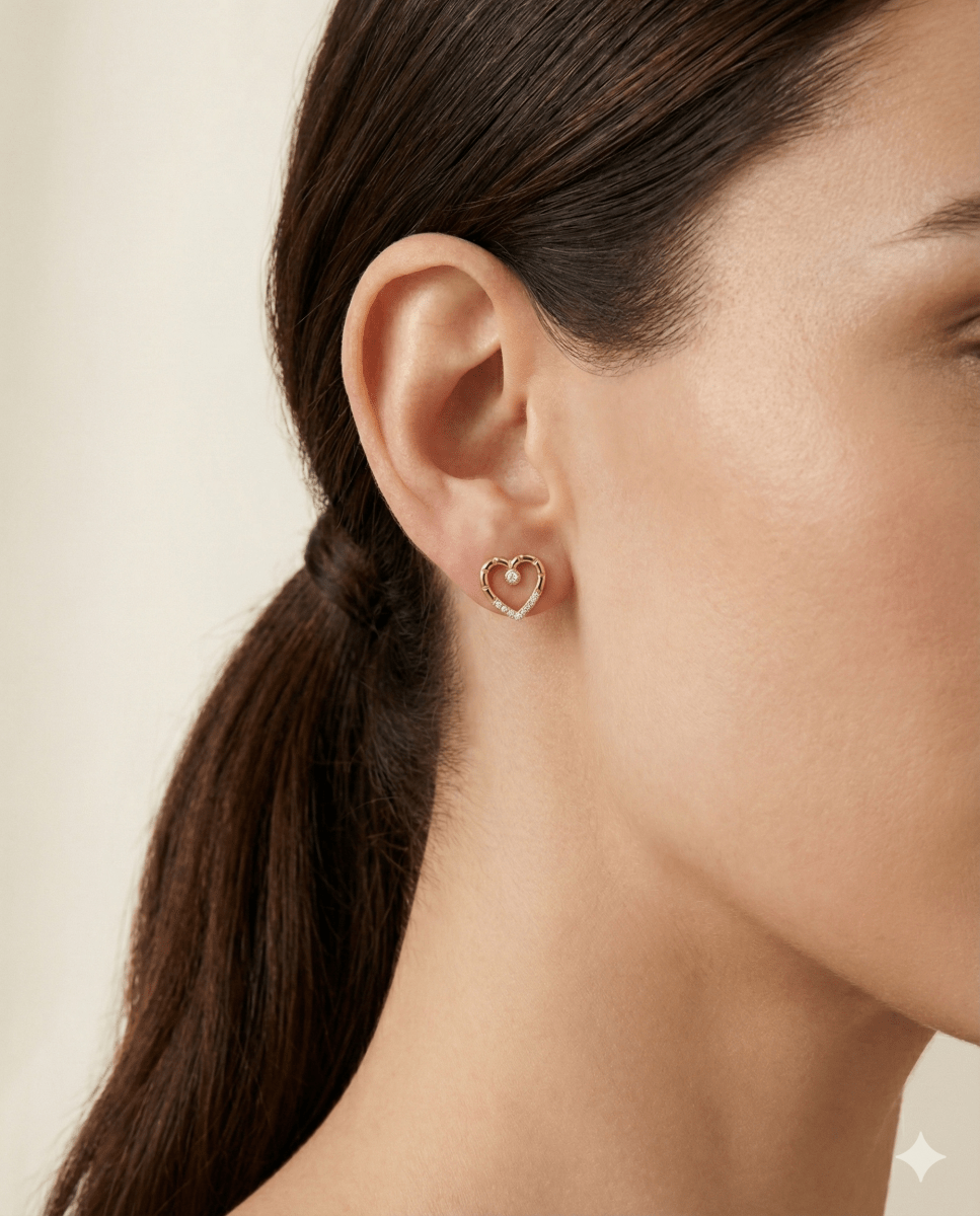 LY Super Heart™ Aros enchapados en oro de 18 quilates - Podios