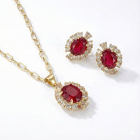 Pasión Escarlata™ Conjunto de Collar y Aros enchapados en oro 18k