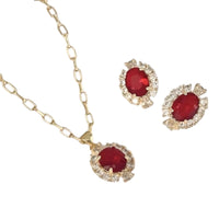 Pasión Escarlata™ Conjunto de Collar y Aros enchapados en oro 18k