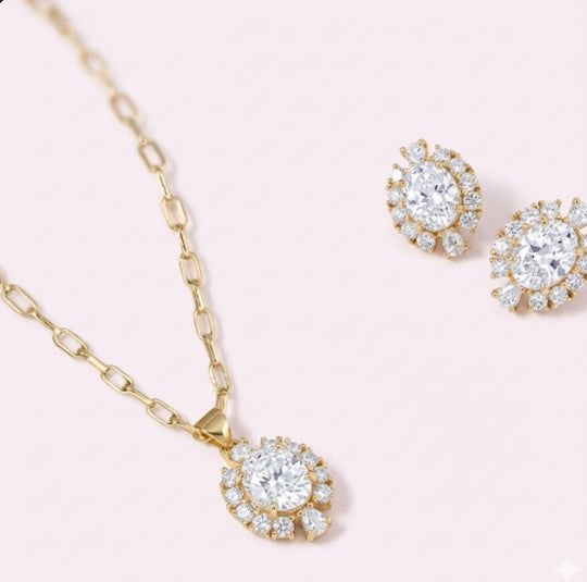 Pasión Escarlata™ Conjunto de Collar y Aros enchapados en oro 18k - Podios