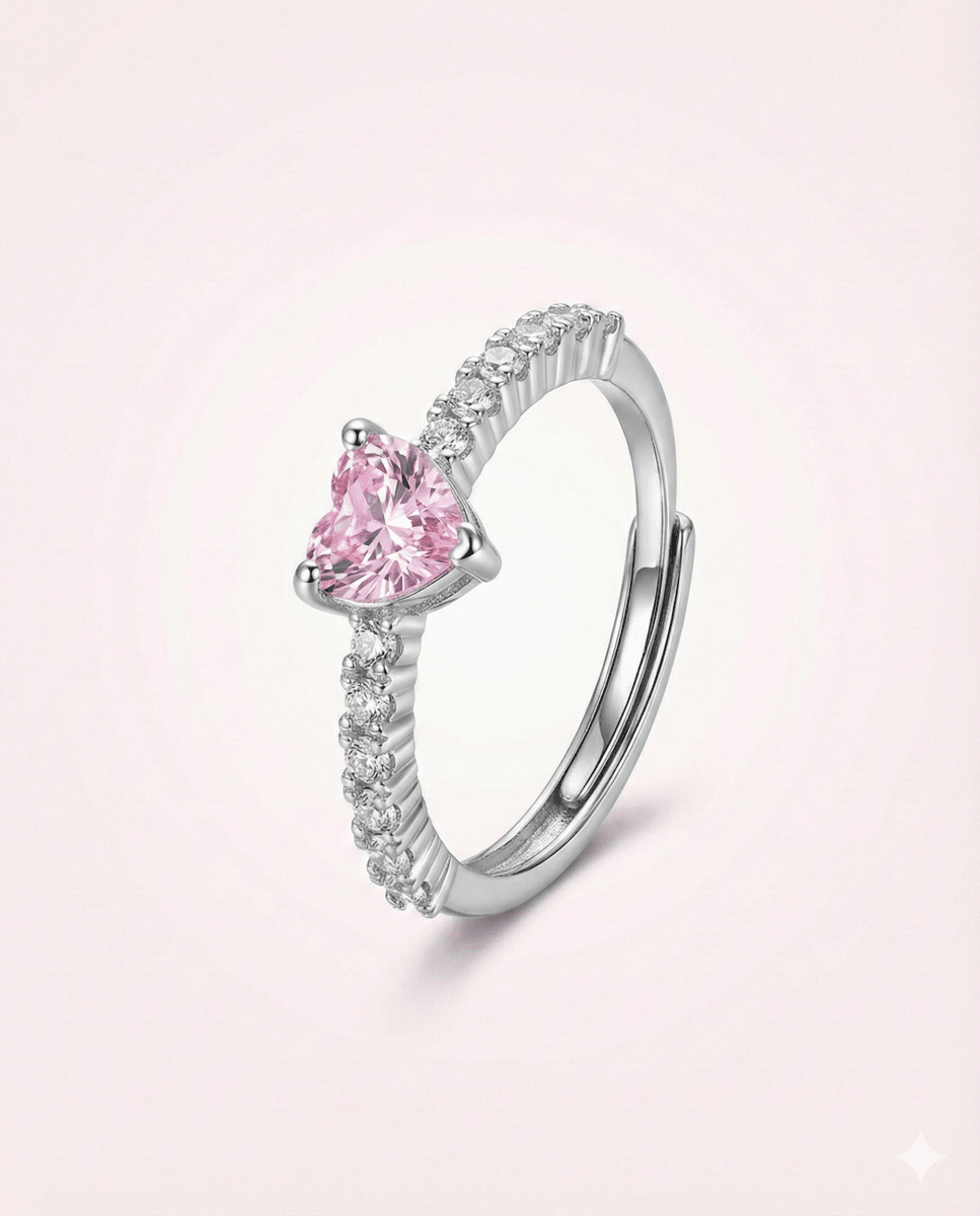 Pink Covenant - anillo enchapado en plata con cristal rosa - Podios
