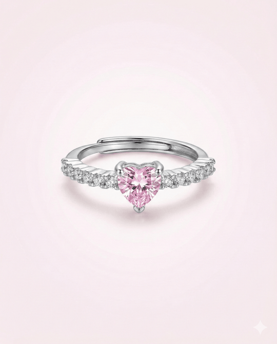 Pink Covenant - anillo enchapado en plata con cristal rosa - Podios